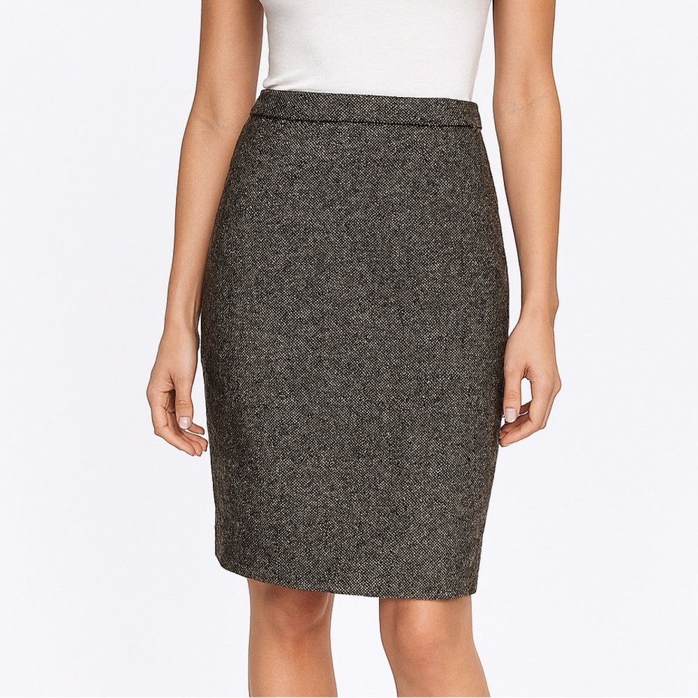 Pure Collection Women’s Black White Wool Pencil Skirt Textured Size 4 Preppy